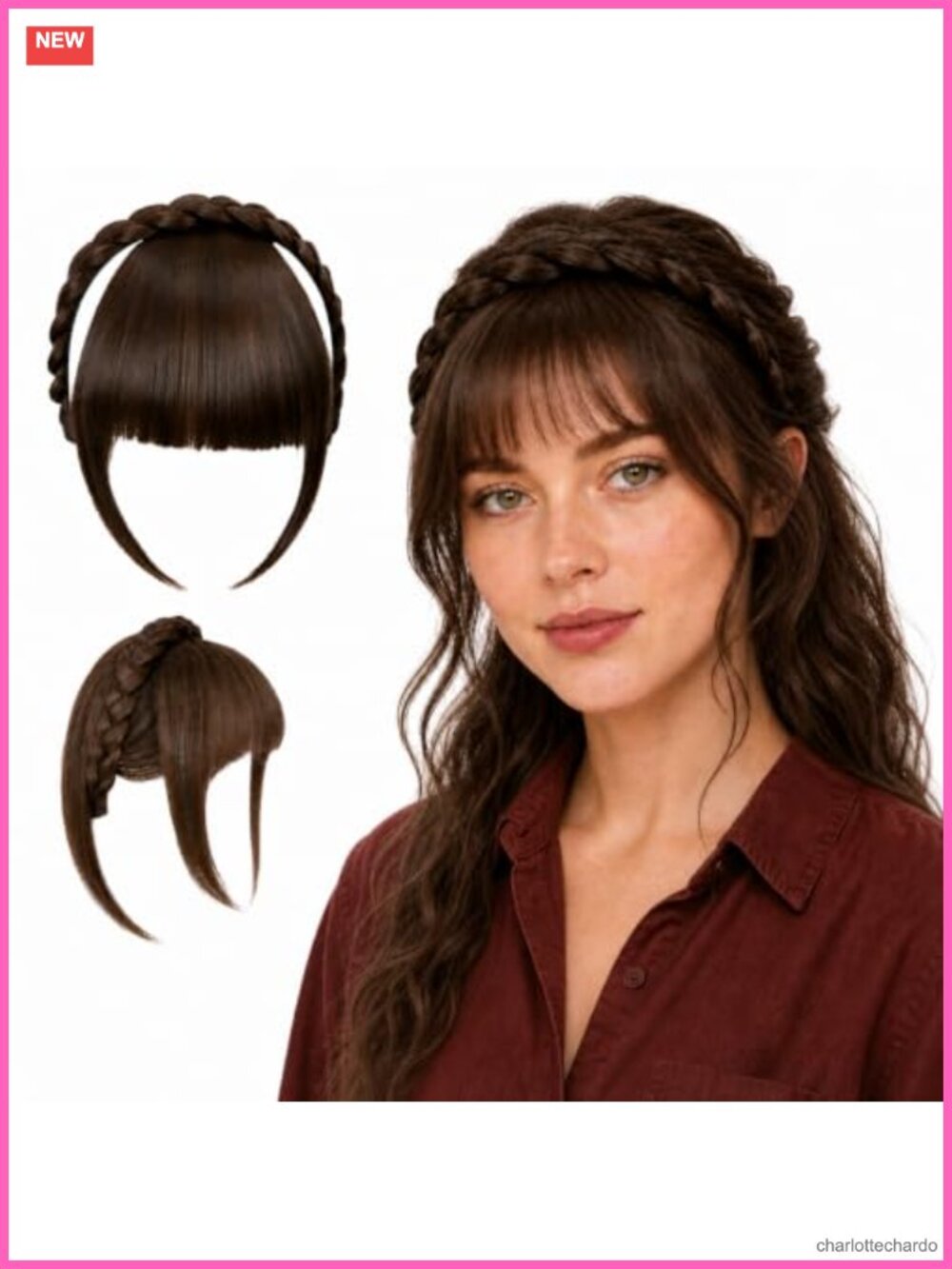 Clip In Bangs Headband Hair Extensions with Wispy Fringe for Women